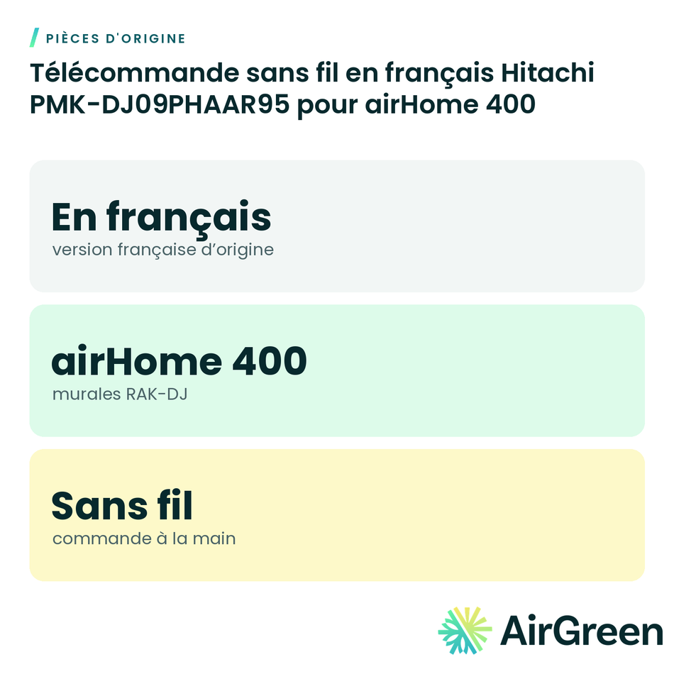 Télécommande sans fil en français Hitachi PMK-DJ09PHAAR95 pour airHome 400