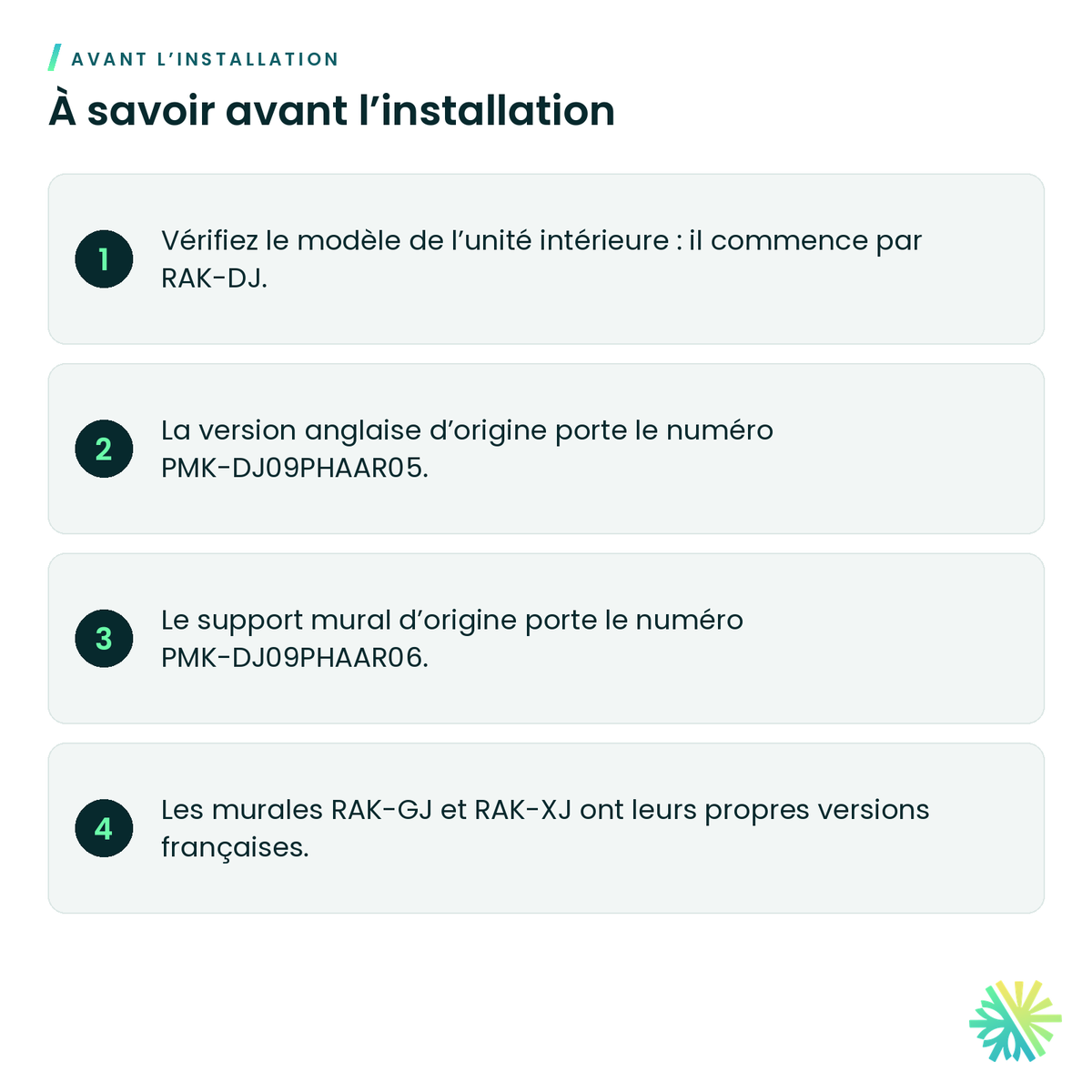 À savoir avant l’installation – Télécommande sans fil en français Hitachi PMK-DJ09PHAAR95 pour airHome 400