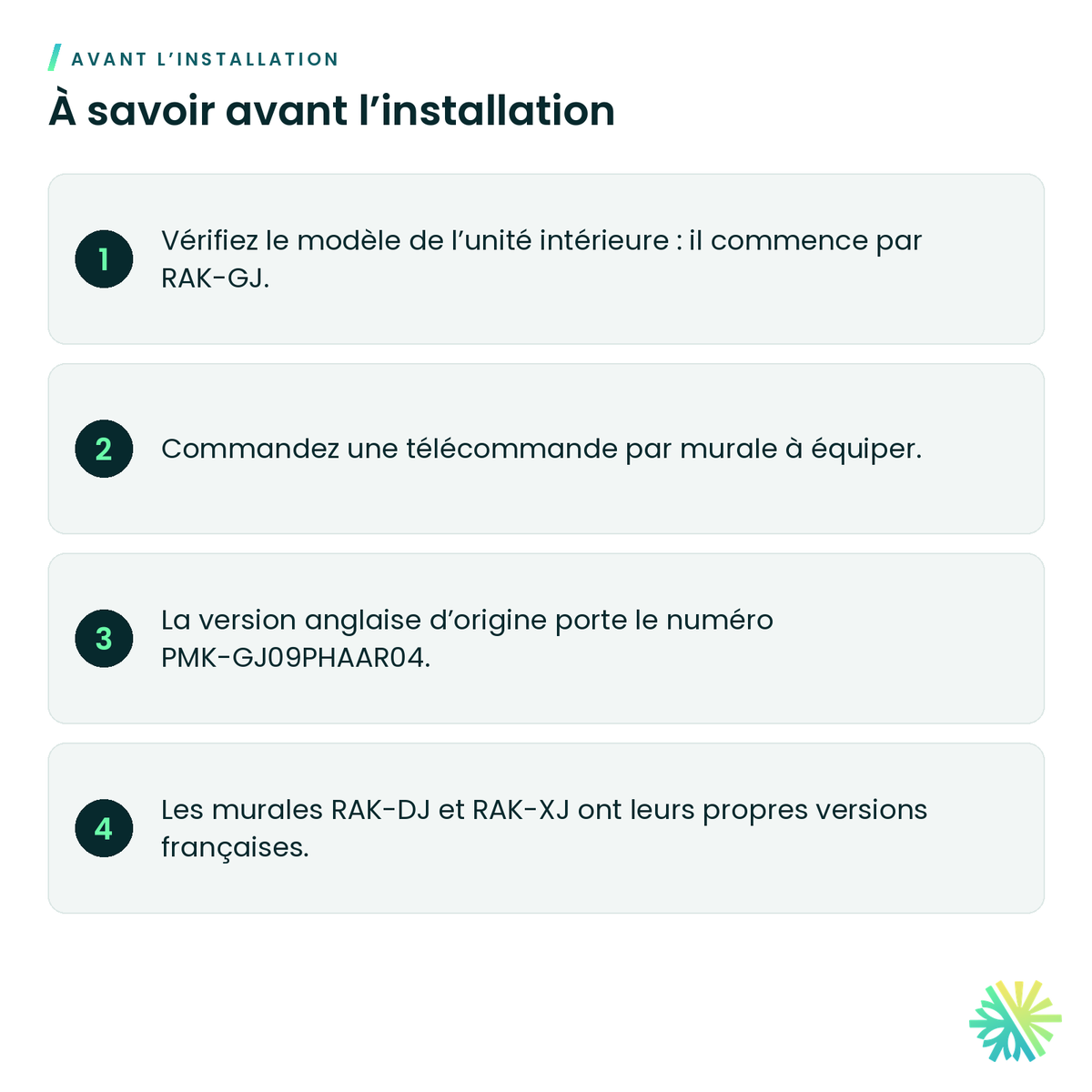 À savoir avant l’installation – Télécommande sans fil en français Hitachi PMK-GJ09PHAAR94 pour airHome 600/650