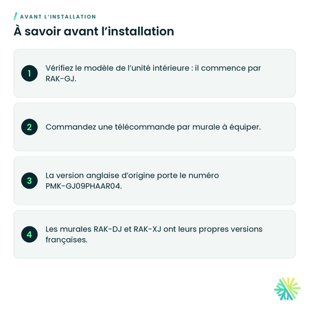 À savoir avant l’installation – Télécommande sans fil en français Hitachi PMK-GJ09PHAAR94 pour airHome 600/650