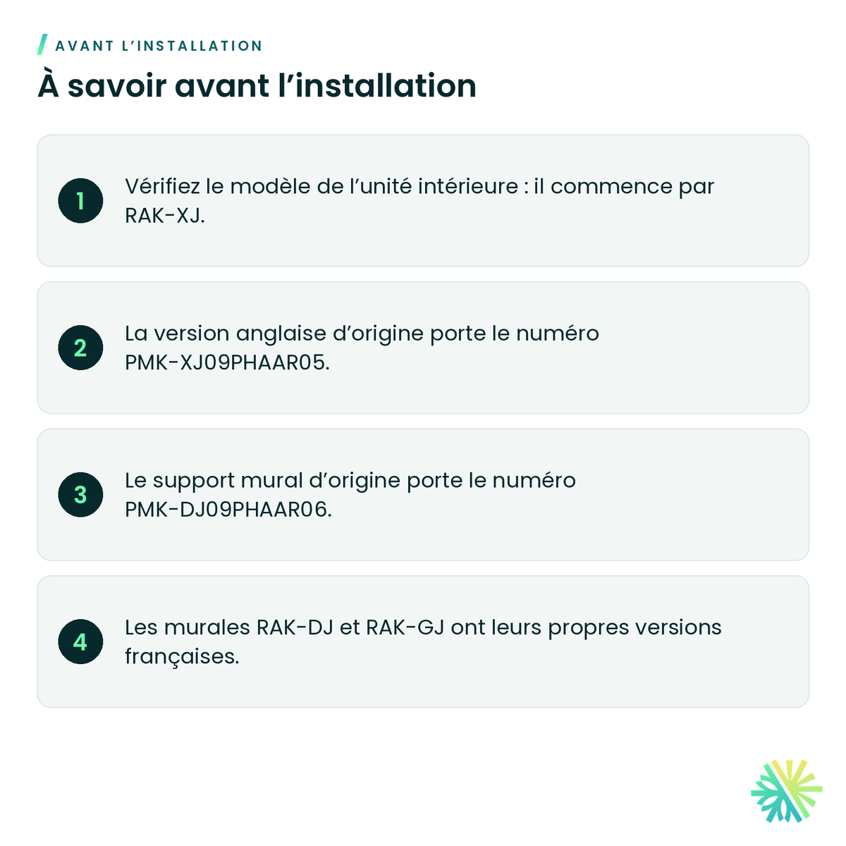 À savoir avant l’installation – Télécommande sans fil en français Hitachi PMK-XJ09PHAAR95 pour airHome 800
