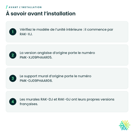 À savoir avant l’installation – Télécommande sans fil en français Hitachi PMK-XJ09PHAAR95 pour airHome 800