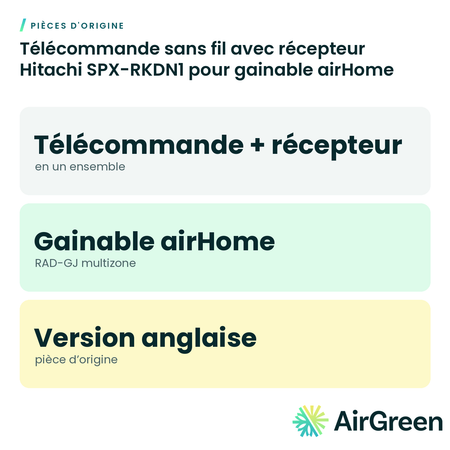 Télécommande sans fil avec récepteur Hitachi SPX-RKDN1 pour gainable airHome