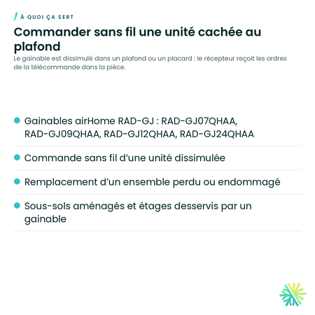 À quoi ça sert – Télécommande sans fil avec récepteur Hitachi SPX-RKDN1 pour gainable airHome