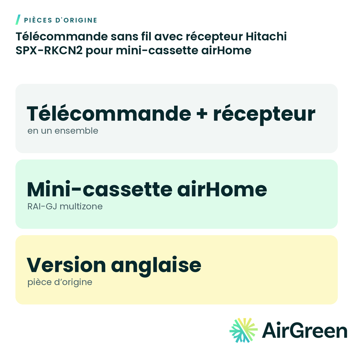 Télécommande sans fil avec récepteur Hitachi SPX-RKCN2 pour mini-cassette airHome