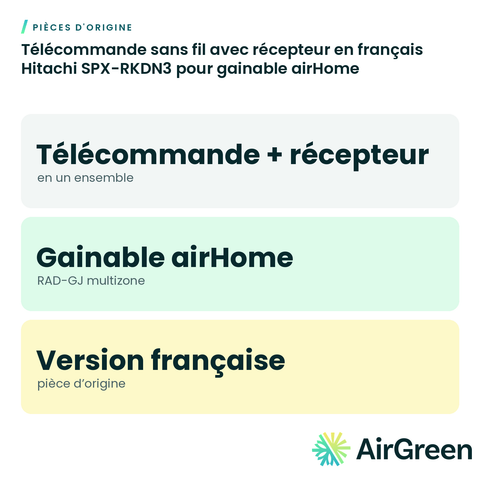Télécommande sans fil avec récepteur en français Hitachi SPX-RKDN3 pour gainable airHome