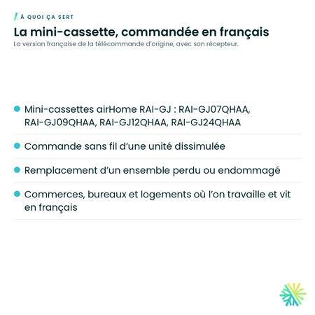 À quoi ça sert – Télécommande sans fil avec récepteur en français Hitachi SPX-RKCN4 pour mini-cassette airHome