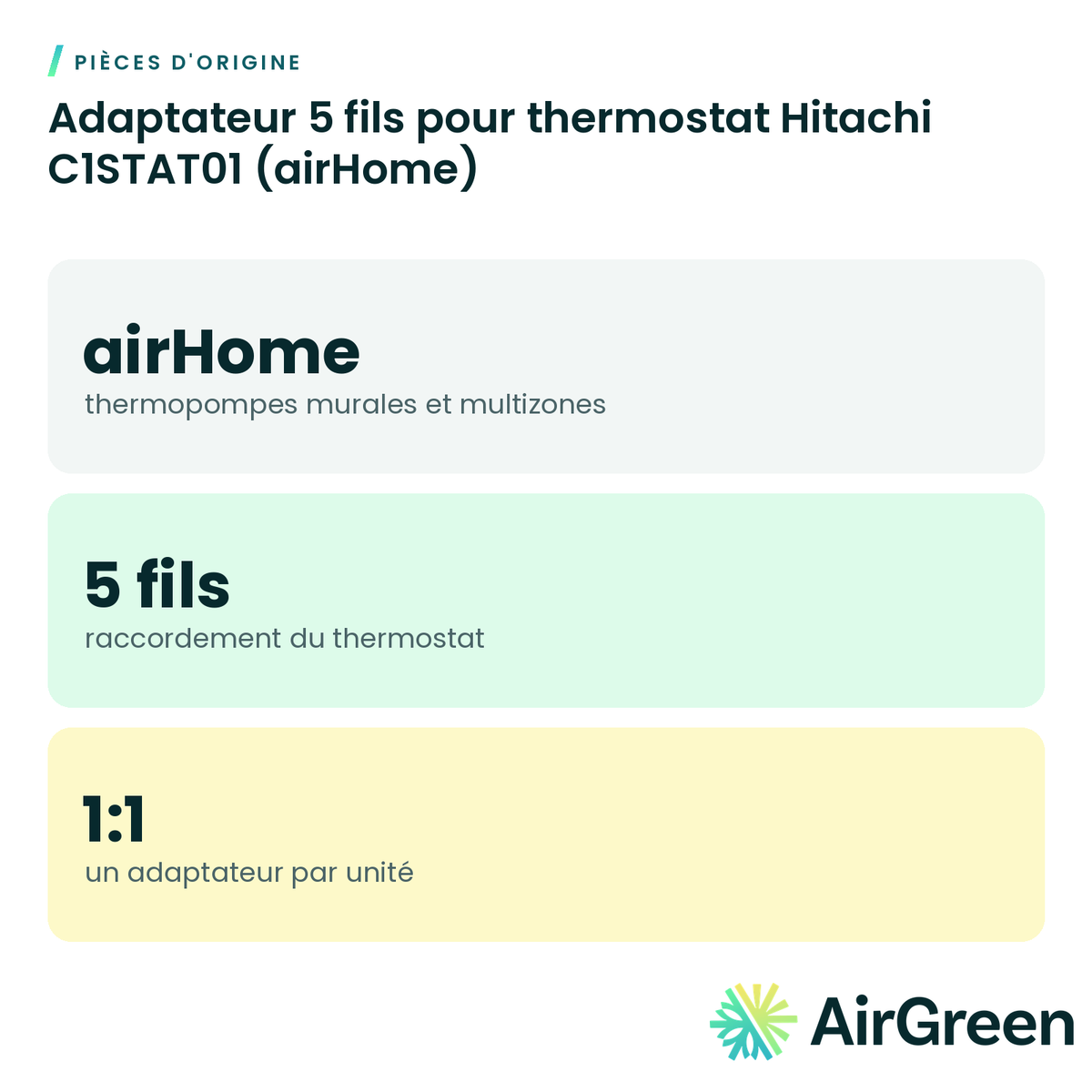 Adaptateur 5 fils pour thermostat Hitachi C1STAT01 (airHome)