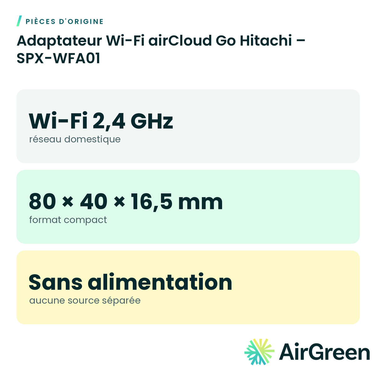 Adaptateur Wi-Fi airCloud Go Hitachi – SPX-WFA01