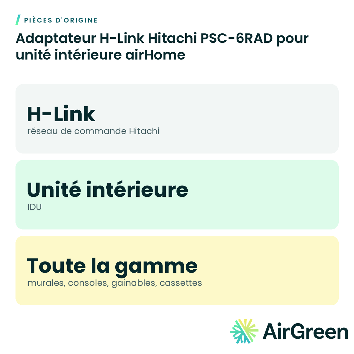 Adaptateur H-Link Hitachi PSC-6RAD pour unité intérieure airHome