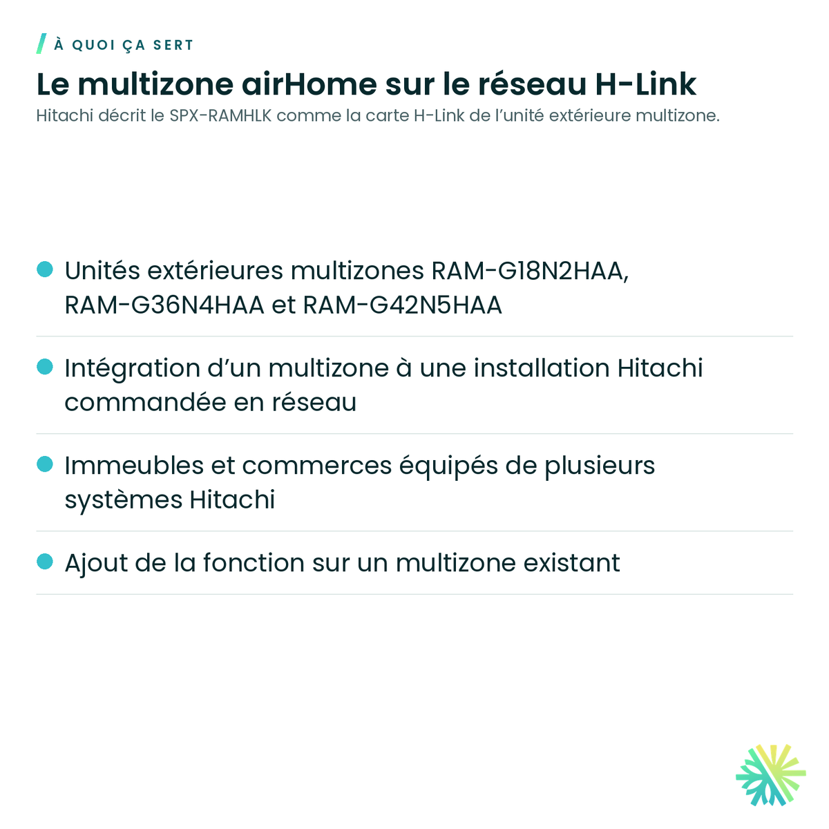 À quoi ça sert – Adaptateur H-Link Hitachi SPX-RAMHLK pour unité extérieure multizone airHome