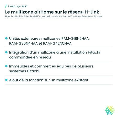 À quoi ça sert – Adaptateur H-Link Hitachi SPX-RAMHLK pour unité extérieure multizone airHome