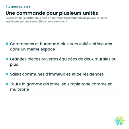 À quoi ça sert – Distributeur de commande de groupe Hitachi SPX-DST1 pour airHome