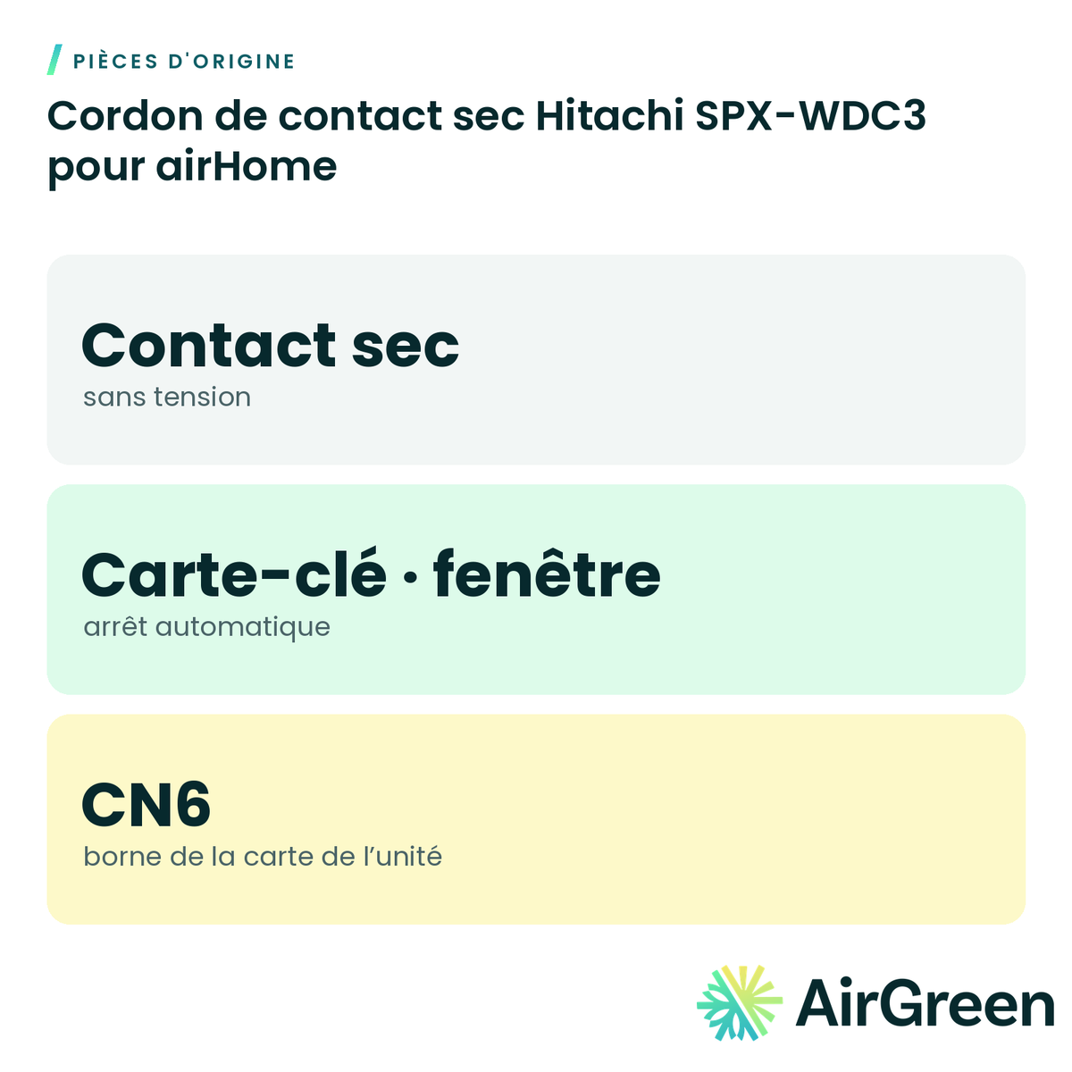 Cordon de contact sec Hitachi SPX-WDC3 pour airHome