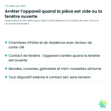 À quoi ça sert – Cordon de contact sec Hitachi SPX-WDC3 pour airHome