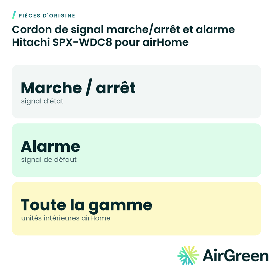 Cordon de signal marche/arrêt et alarme Hitachi SPX-WDC8 pour airHome
