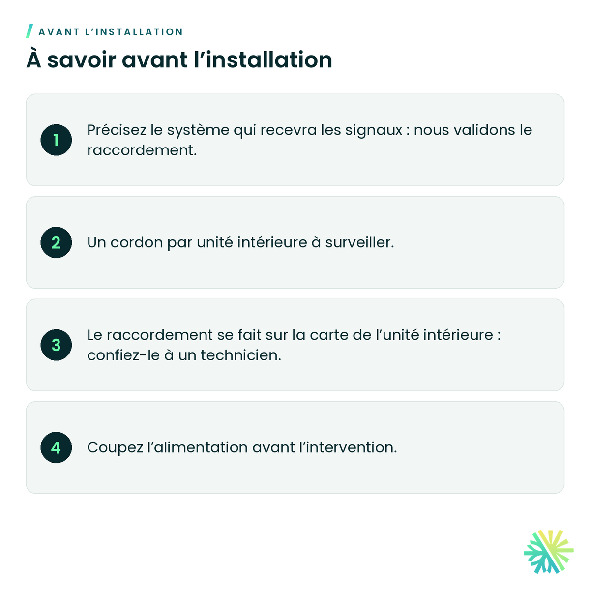 À savoir avant l’installation – Cordon de signal marche/arrêt et alarme Hitachi SPX-WDC8 pour airHome