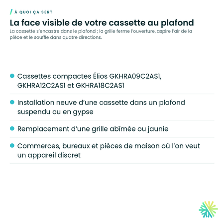 À quoi ça sert – Grille cassette compacte GKHRA 9-18 Élios – K0918AGRL