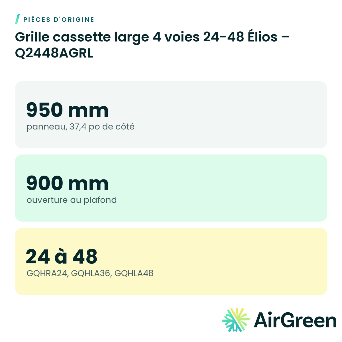 Grille cassette large 4 voies 24-48 Élios – Q2448AGRL