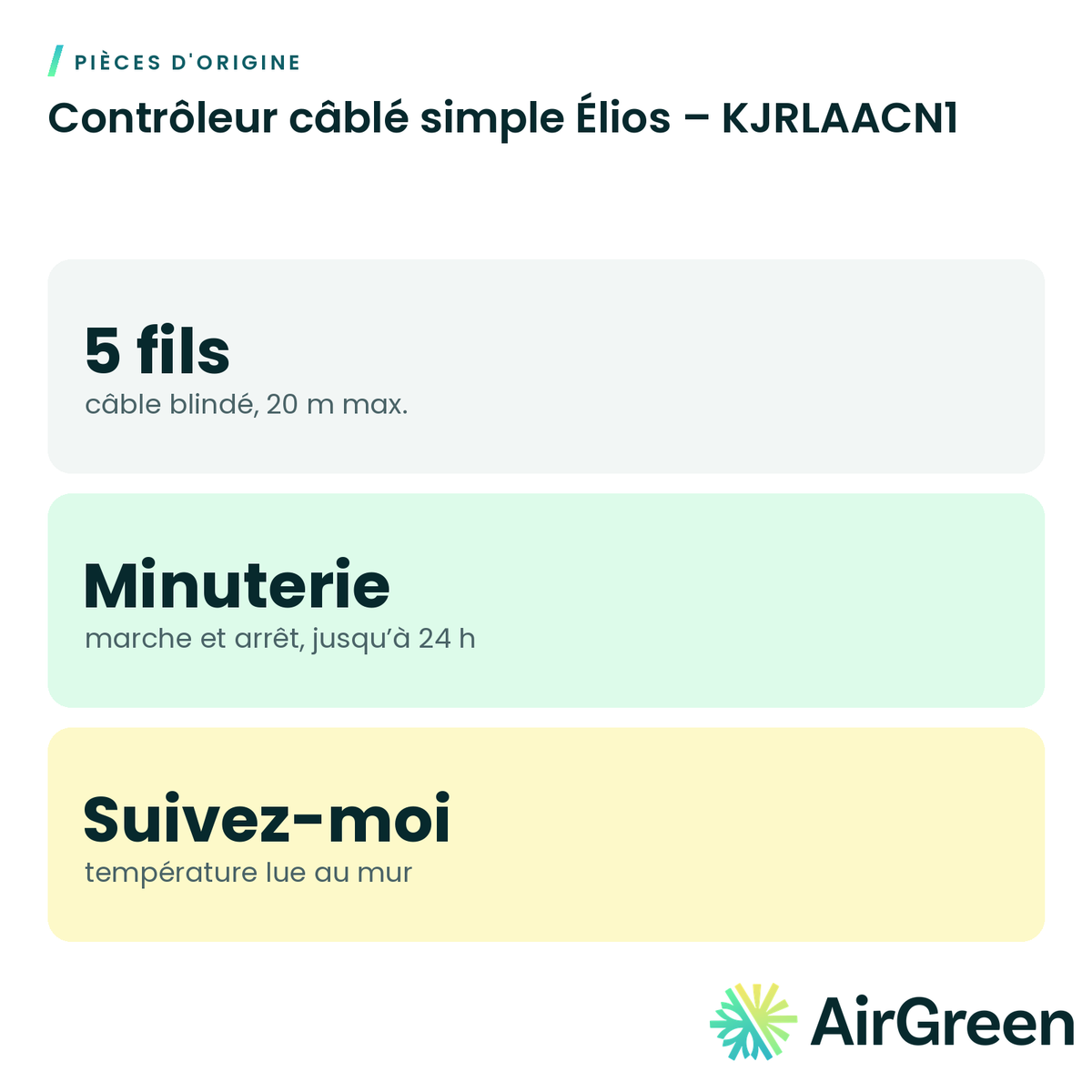 Contrôleur câblé simple Élios – KJRLAACN1