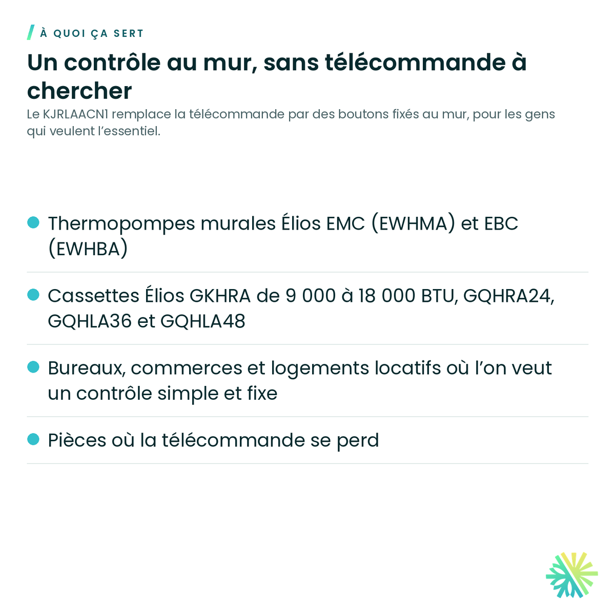 À quoi ça sert – Contrôleur câblé simple Élios – KJRLAACN1