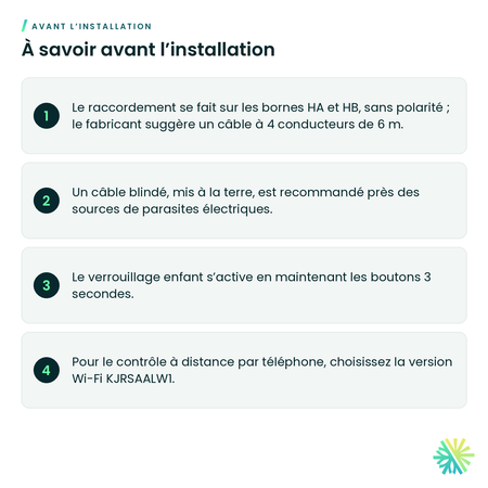 À savoir avant l’installation – Contrôleur câblé programmable Élios – KJRSAALN1