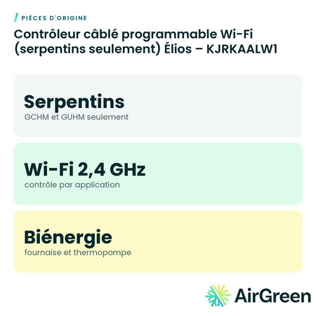 Contrôleur câblé programmable Wi-Fi (serpentins seulement) Élios – KJRKAALW1