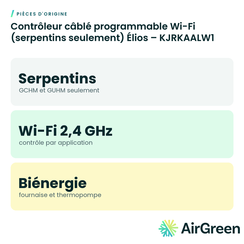Contrôleur câblé programmable Wi-Fi (serpentins seulement) Élios – KJRKAALW1
