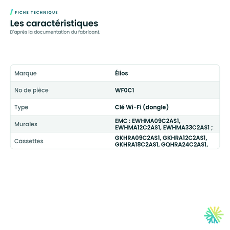 Fiche technique – Clé Wi-Fi Élios – WF0C1
