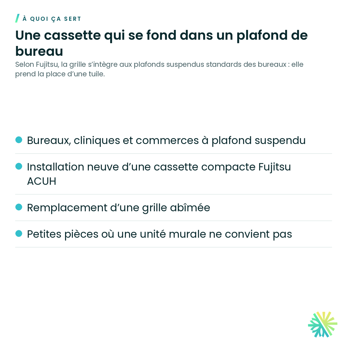 À quoi ça sert – Grille pour cassette compacte ACUH Fujitsu – UTG-CCGFGA