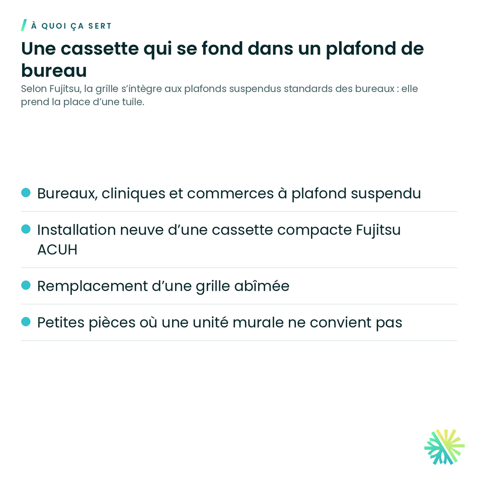 À quoi ça sert – Grille pour cassette compacte ACUH Fujitsu – UTG-CCGFGA