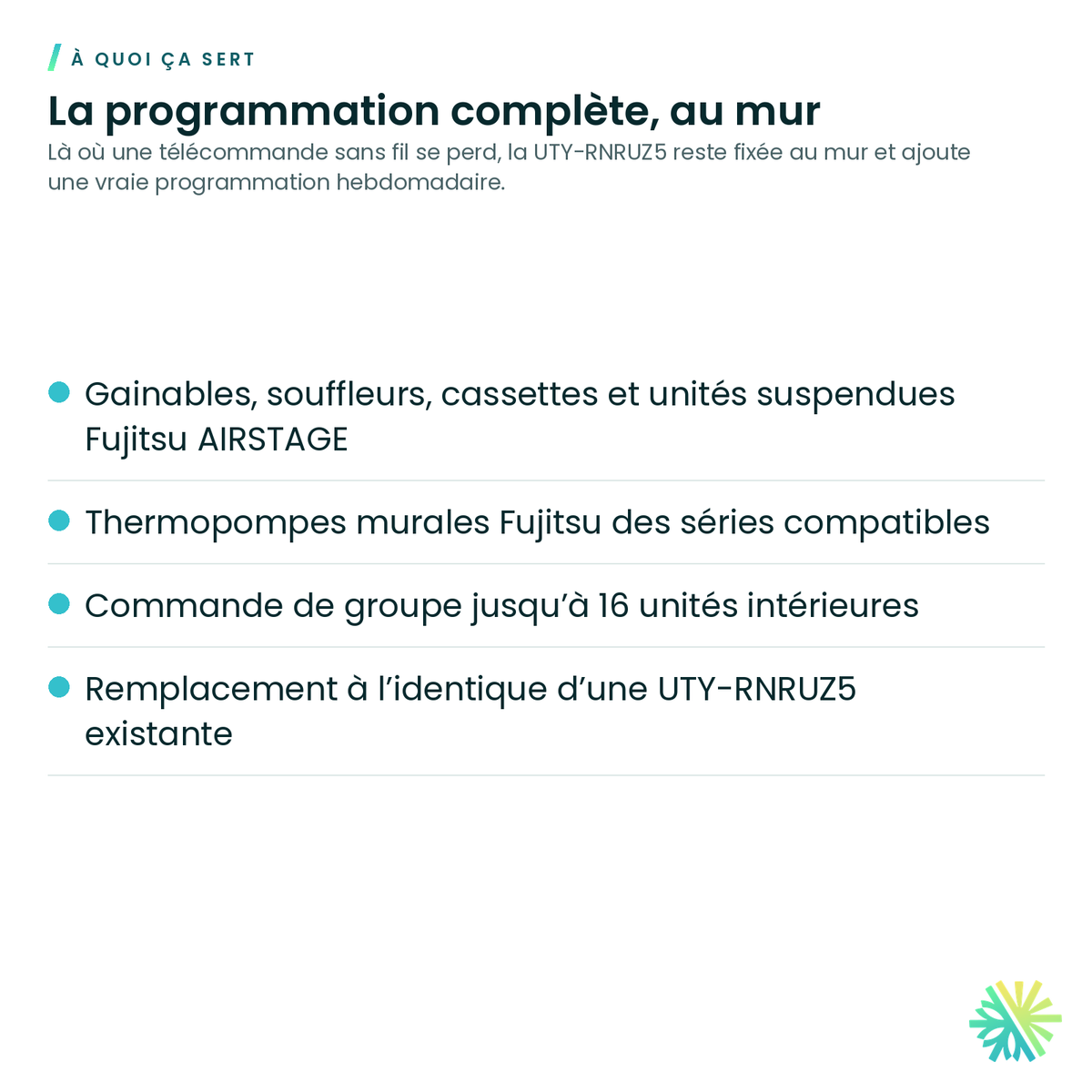 À quoi ça sert – Télécommande câblée à écran tactile Fujitsu – UTY-RNRUZ5