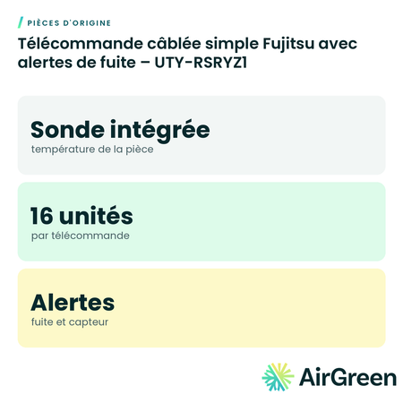 Télécommande câblée simple Fujitsu avec alertes de fuite – UTY-RSRYZ1