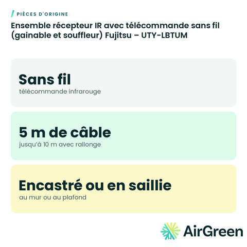 Ensemble récepteur IR avec télécommande sans fil (gainable et souffleur) Fujitsu – UTY-LBTUM