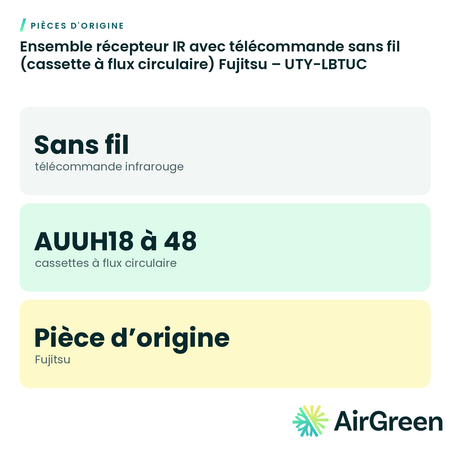 Ensemble récepteur IR avec télécommande sans fil (cassette à flux circulaire) Fujitsu – UTY-LBTUC