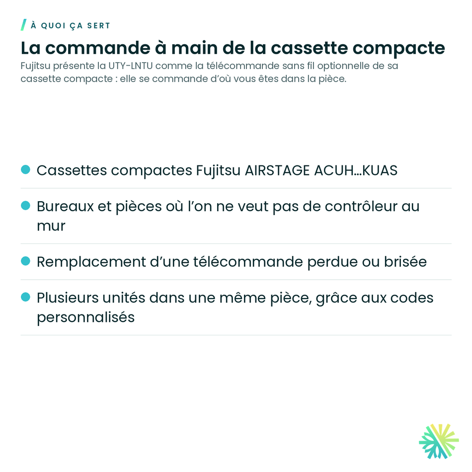 À quoi ça sert – Télécommande sans fil pour cassette compacte Fujitsu – UTY-LNTU