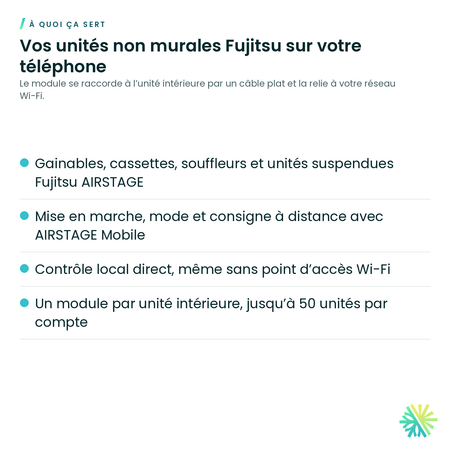À quoi ça sert – Module Wi-Fi Fujitsu UTY-TFSXJ4 pour unité non murale (UART)