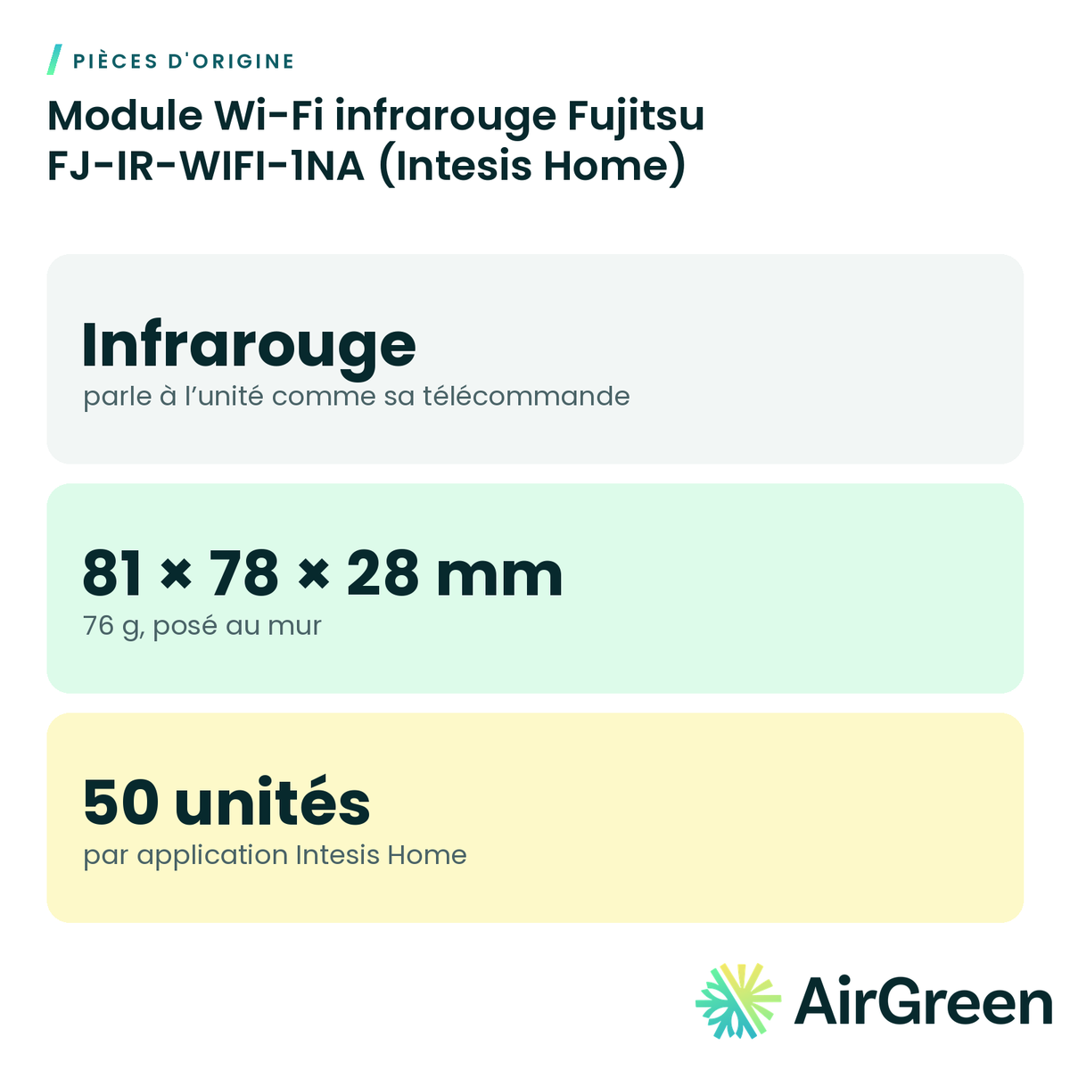 Module Wi-Fi infrarouge Fujitsu FJ-IR-WIFI-1NA (Intesis Home)