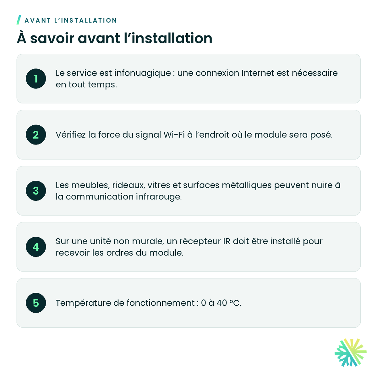 À savoir avant l’installation – Module Wi-Fi infrarouge Fujitsu FJ-IR-WIFI-1NA (Intesis Home)