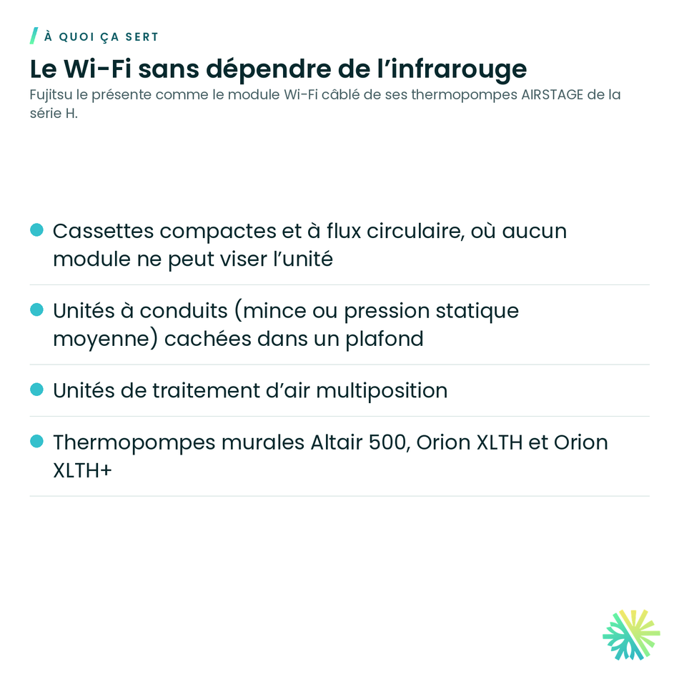À quoi ça sert – Module Wi-Fi câblé Fujitsu FJ-AC-WIFI-1 (Intesis)