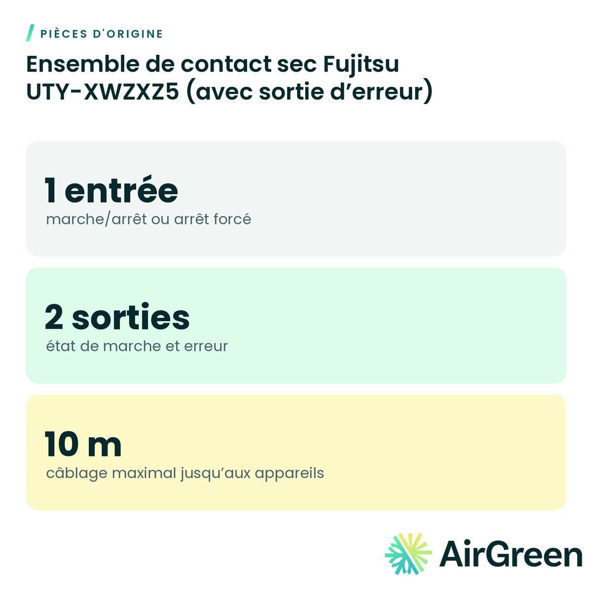 Ensemble de contact sec Fujitsu UTY-XWZXZ5 (avec sortie d’erreur)