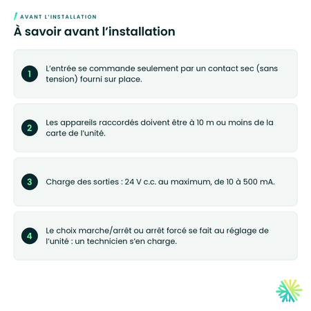 À savoir avant l’installation – Ensemble de contact sec Fujitsu UTY-XWZXZ5 (avec sortie d’erreur)