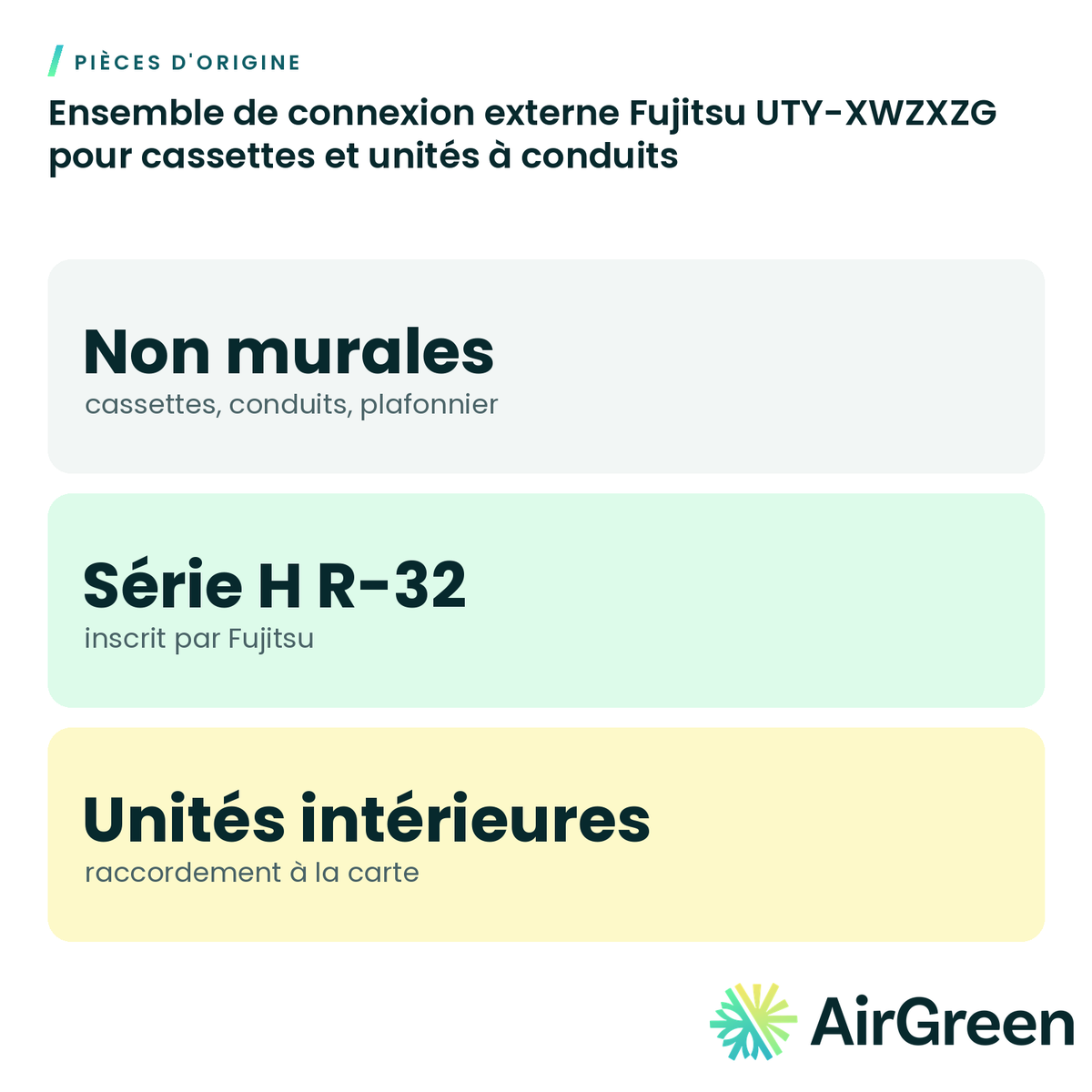 Ensemble de connexion externe Fujitsu UTY-XWZXZG pour cassettes et unités à conduits