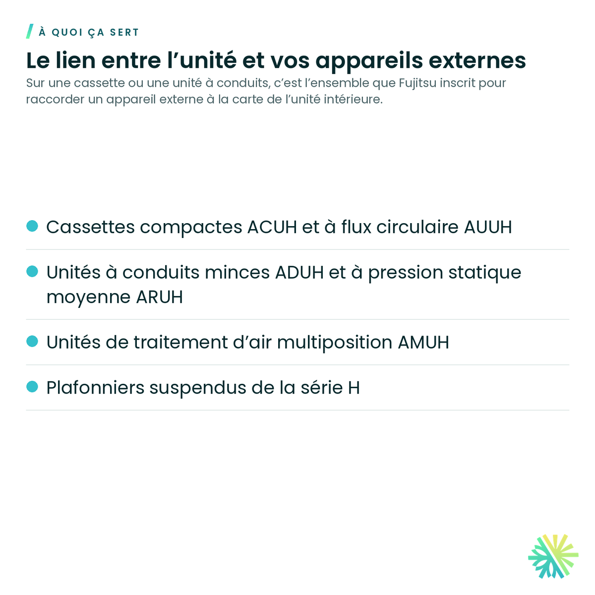 À quoi ça sert – Ensemble de connexion externe Fujitsu UTY-XWZXZG pour cassettes et unités à conduits
