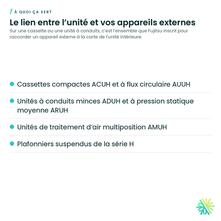 À quoi ça sert – Ensemble de connexion externe Fujitsu UTY-XWZXZG pour cassettes et unités à conduits