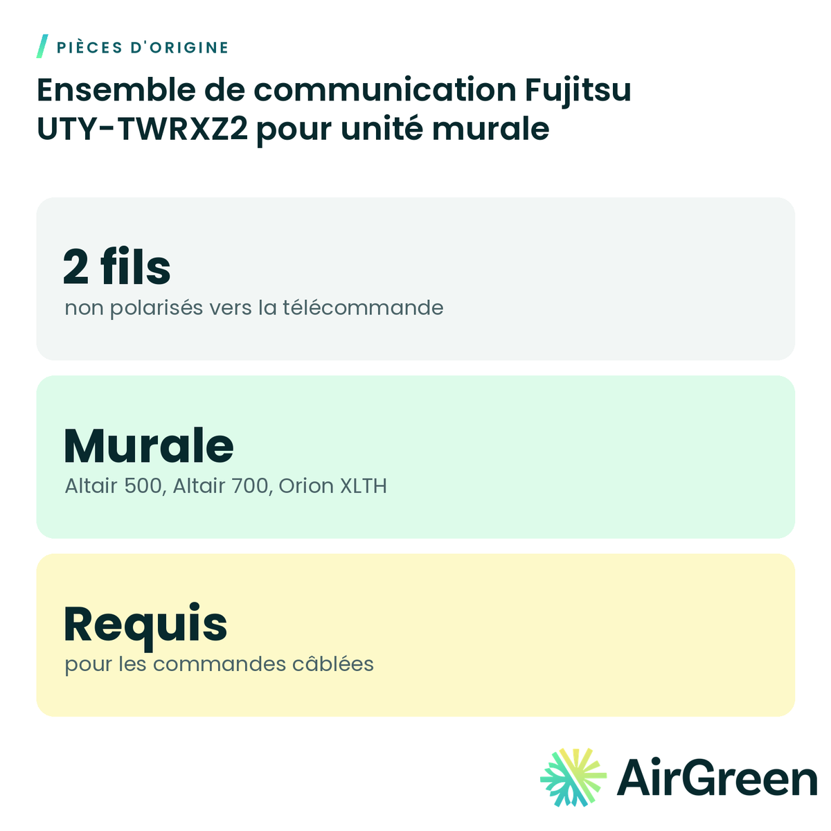 Ensemble de communication Fujitsu UTY-TWRXZ2 pour unité murale