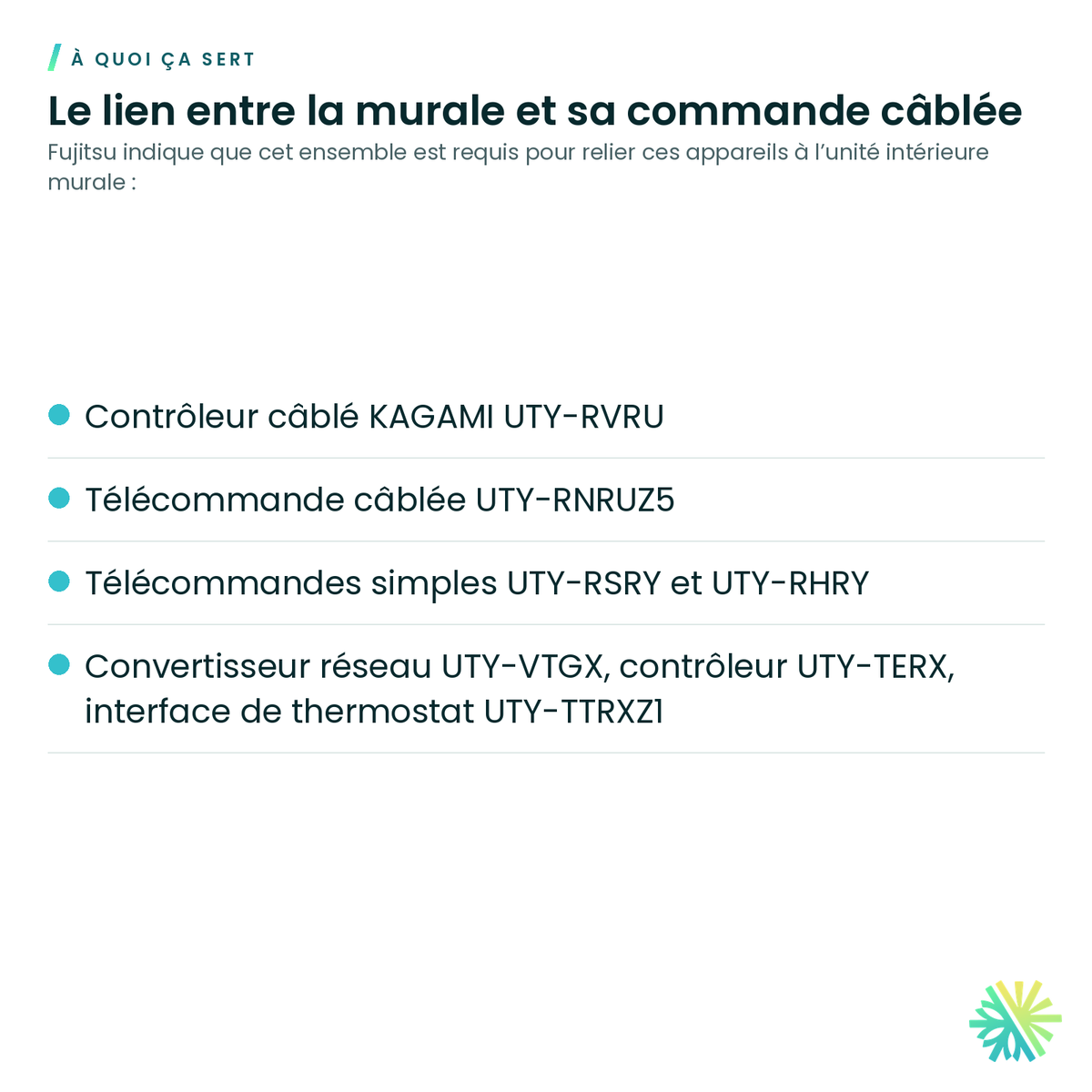 À quoi ça sert – Ensemble de communication Fujitsu UTY-TWRXZ2 pour unité murale