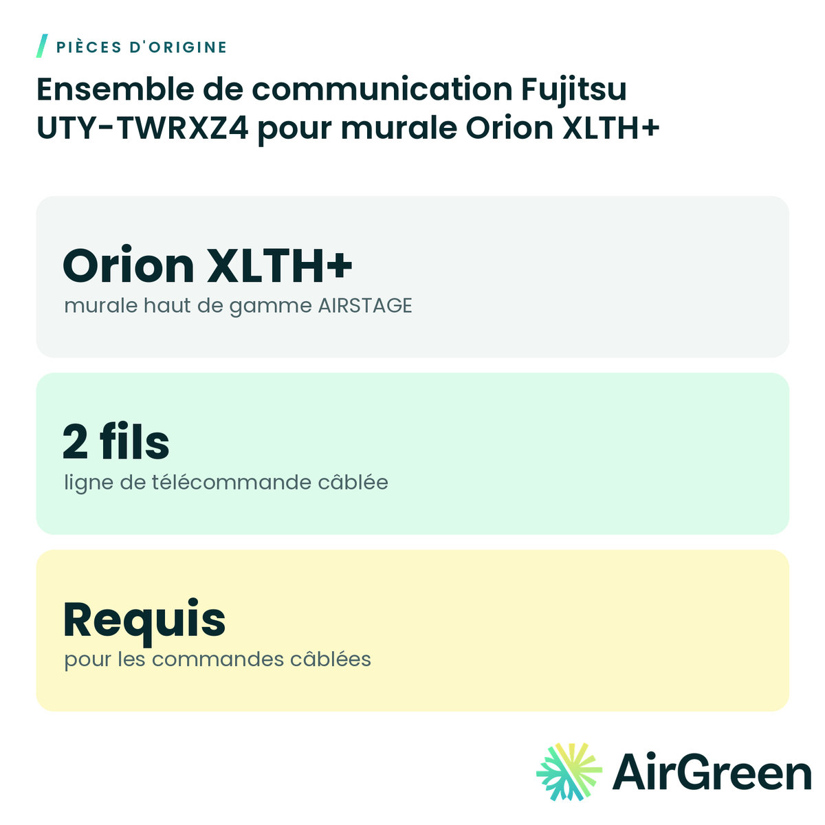 Ensemble de communication Fujitsu UTY-TWRXZ4 pour murale Orion XLTH+