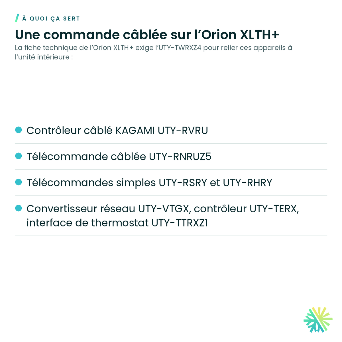 À quoi ça sert – Ensemble de communication Fujitsu UTY-TWRXZ4 pour murale Orion XLTH+