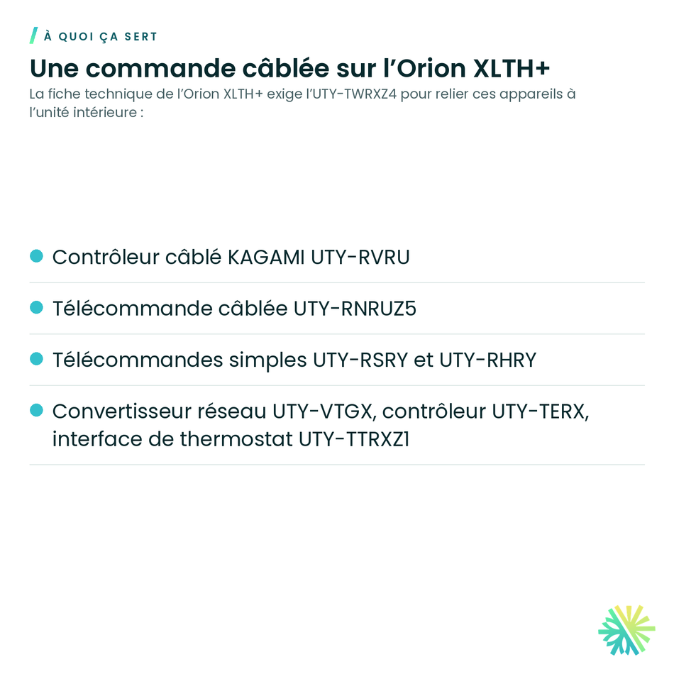 À quoi ça sert – Ensemble de communication Fujitsu UTY-TWRXZ4 pour murale Orion XLTH+